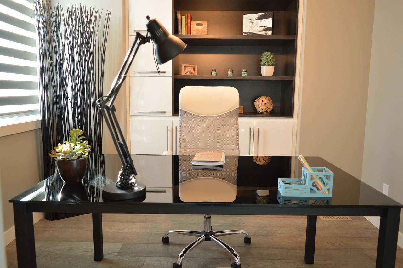The secret to a stylish yet functional bedroom office?