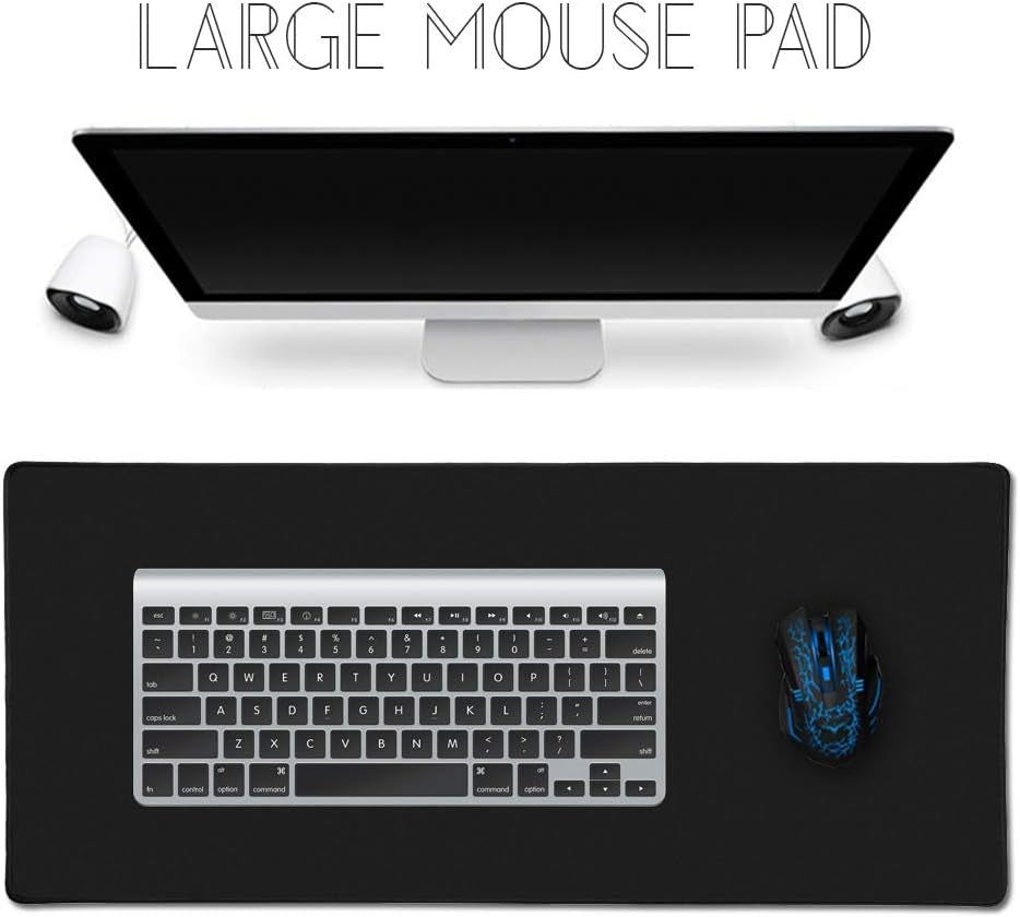 XXL Desk Pad Protecter Blotters 31.5X15.7In & Extended Gaming Mouse Pad (80X40 Black)