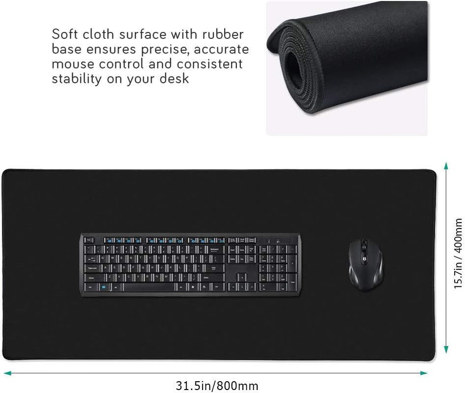 XXL Desk Pad Protecter Blotters 31.5X15.7In & Extended Gaming Mouse Pad (80X40 Black)