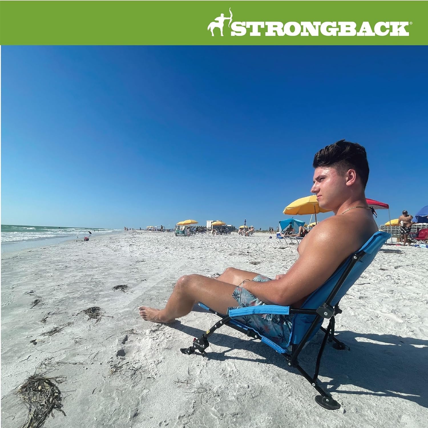 Beach Chairs - Low Gravity Recliner Portable Beach Chair - with Built-In Lumbar Support, Heavy Duty Folding Beach Chairs, Great for Travel.