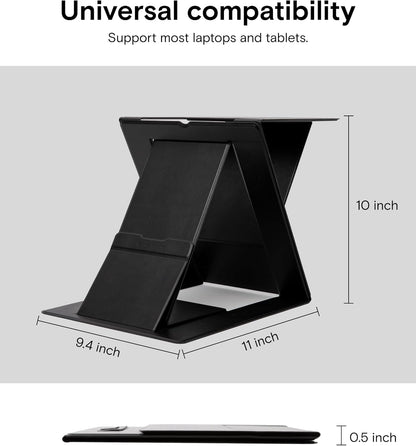 Folding Laptop Stand Lap Desk, Portable & Mini Computer Stand Laptop Desk for Travel and Home Office, Ergonomic Design with Adjustable Viewing Angles, Lightweight Laptop Cooling Stand Desk, Black