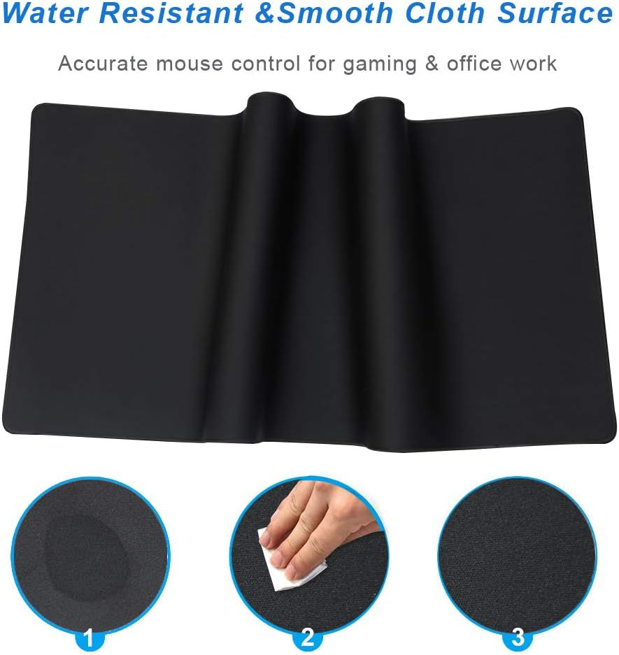 XXL Desk Pad Protecter Blotters 31.5X15.7In & Extended Gaming Mouse Pad (80X40 Black)