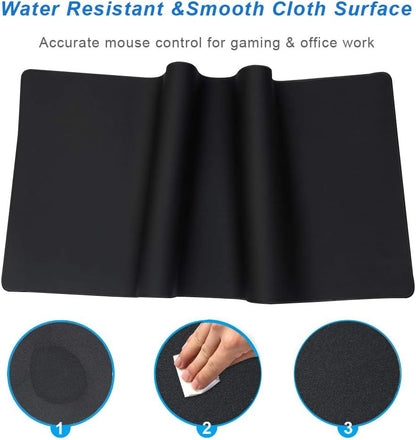 XXL Desk Pad Protecter Blotters 31.5X15.7In & Extended Gaming Mouse Pad (80X40 Black)