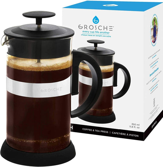 Zurich French Press Coffee Maker, BLACK, 11.8 Fl Oz, 3 Demitasse Cup, 350 Ml, Coffee Press Coffee Maker with Stainless Steel Coffee Filter