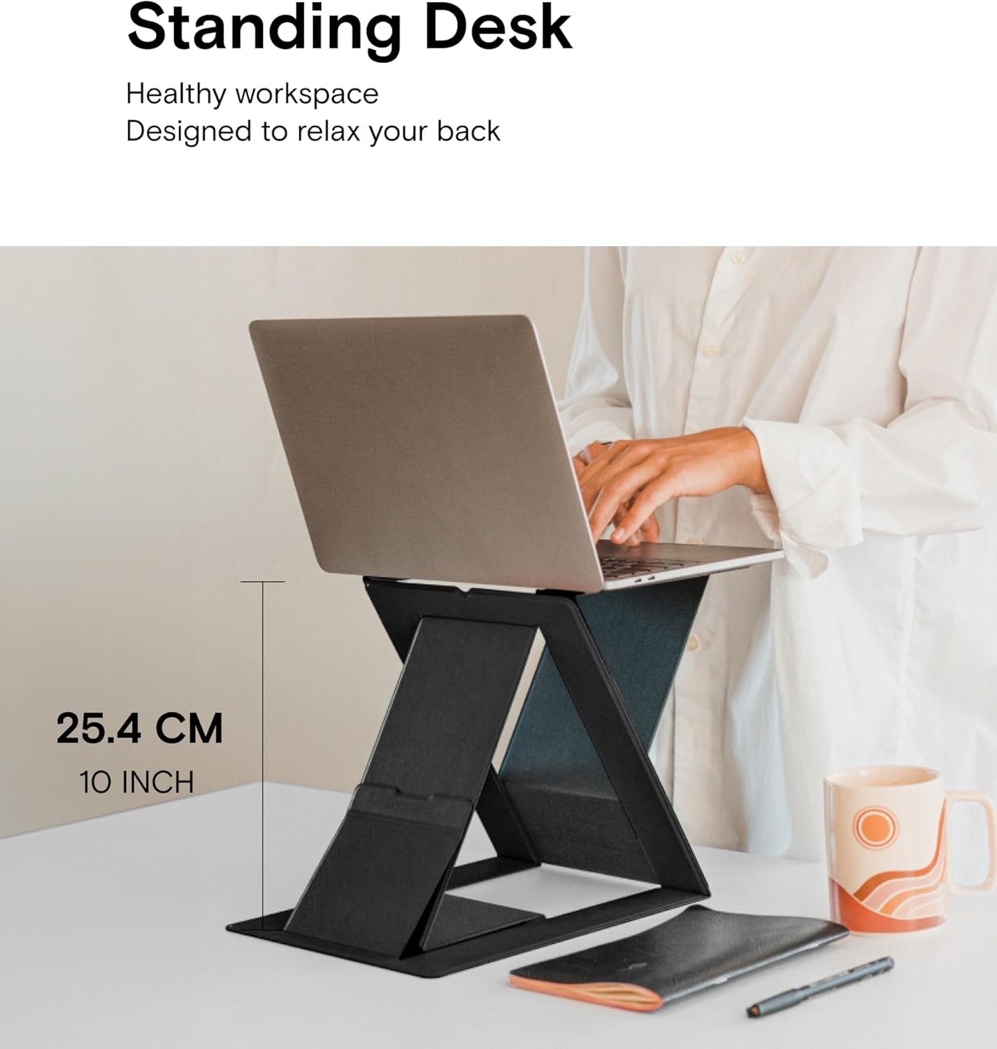 Folding Laptop Stand Lap Desk, Portable & Mini Computer Stand Laptop Desk for Travel and Home Office, Ergonomic Design with Adjustable Viewing Angles, Lightweight Laptop Cooling Stand Desk, Black