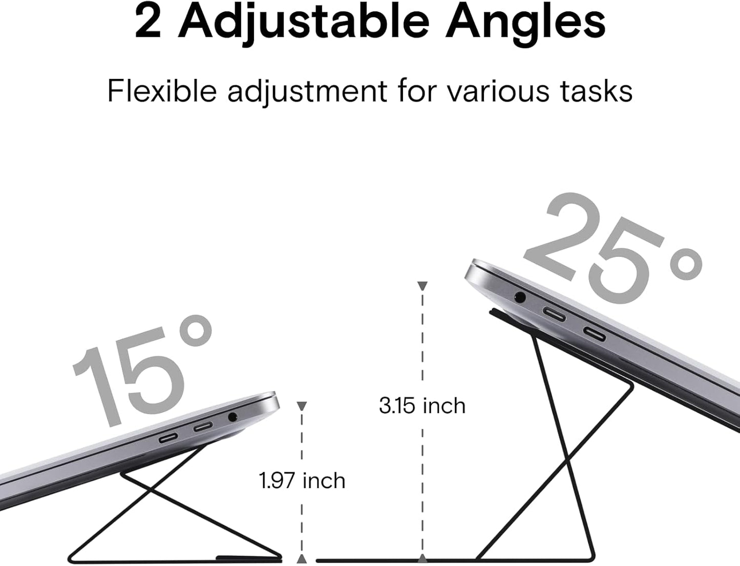 Laptop Stand for Desk, Adhesive Laptop Stand with 2 Adjustable Viewing Angles, Foldable and Portable Computer Stand Compatible with Macbook Air, Macbook Pro 11"-16", Jean Gray