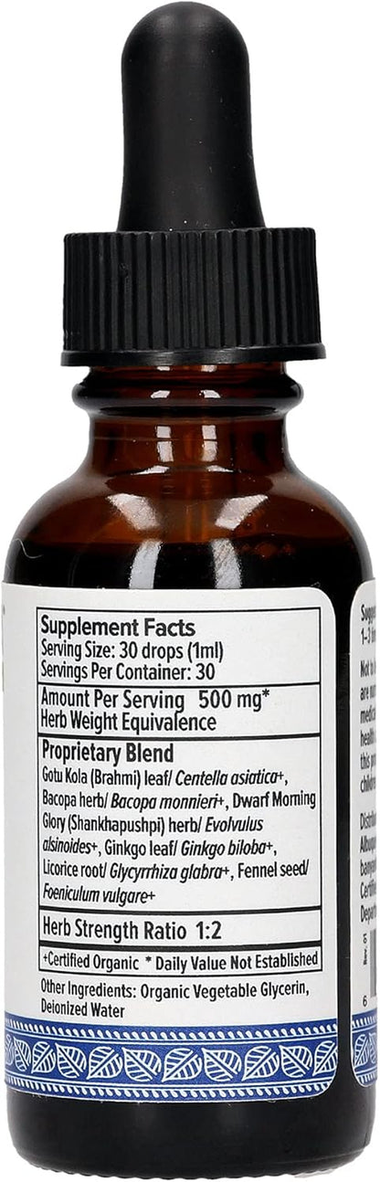 Organic Focus Liquid Extract, USDA Certified Organic, Ayurvedic Herbal Nootropic Formula Designed to Provide Mental Support When You Need to Be Focused, Aware, and Alert.