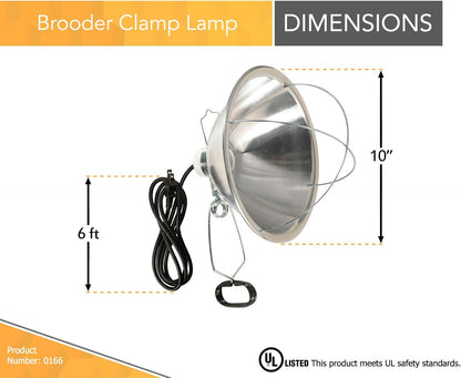 Clamp Lamp with 10 Inch Reflector and Bulb Guard (300 Watt Bulb, 6 Foot Cord)